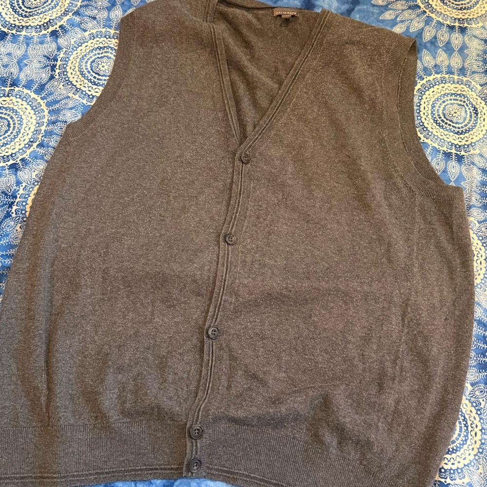 XL Cozy Gray Button-Up Vest